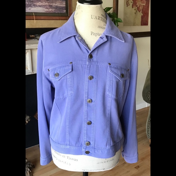 Democracy Jackets & Blazers - DEMOCRACY *Very Soft* Cornflower Periwinkle Blue Jean Denim Jacket Sz M Petite